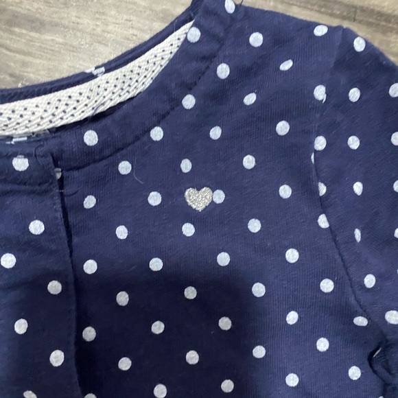 Carter's Blue White Polka Dot Button Down Sweatshirt for Girl Toddler Size 4T - Picture 5 of 6